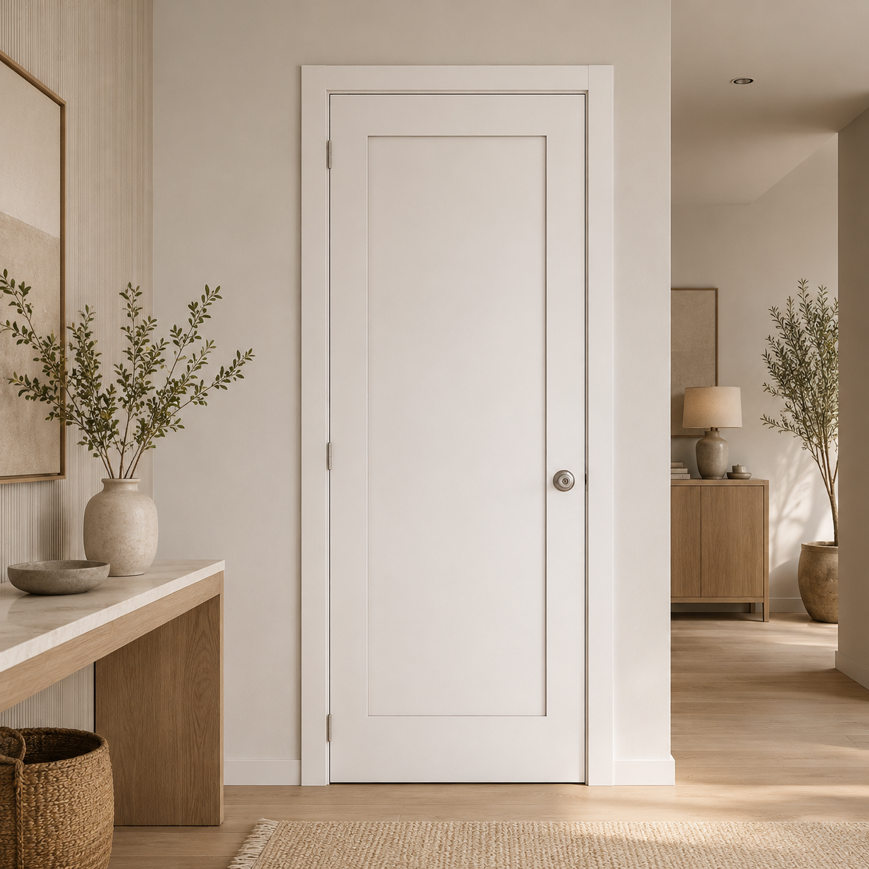 1P Shaker Flat Panel Primed Pine Door