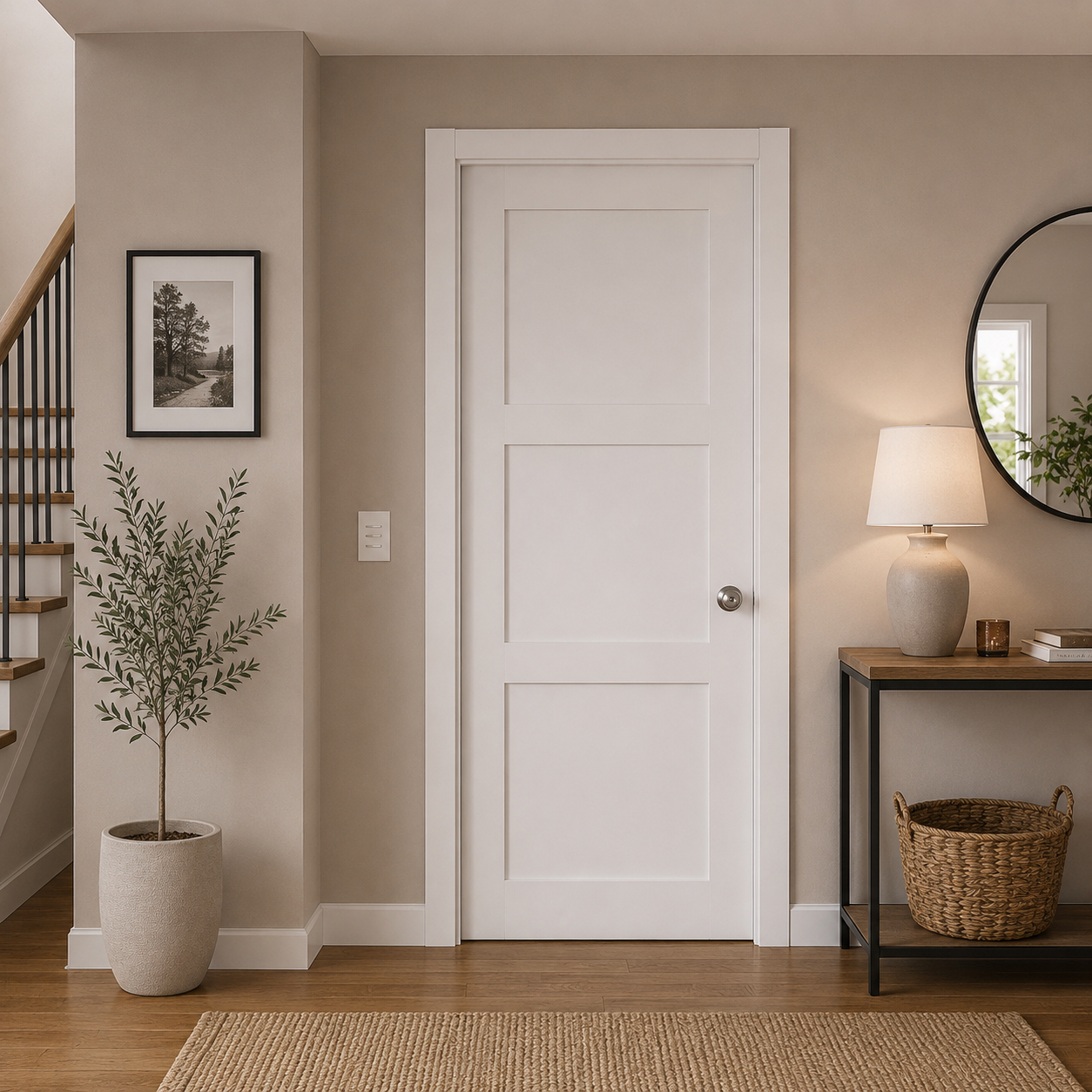 3P Shaker Flat Panel Primed Pine Door