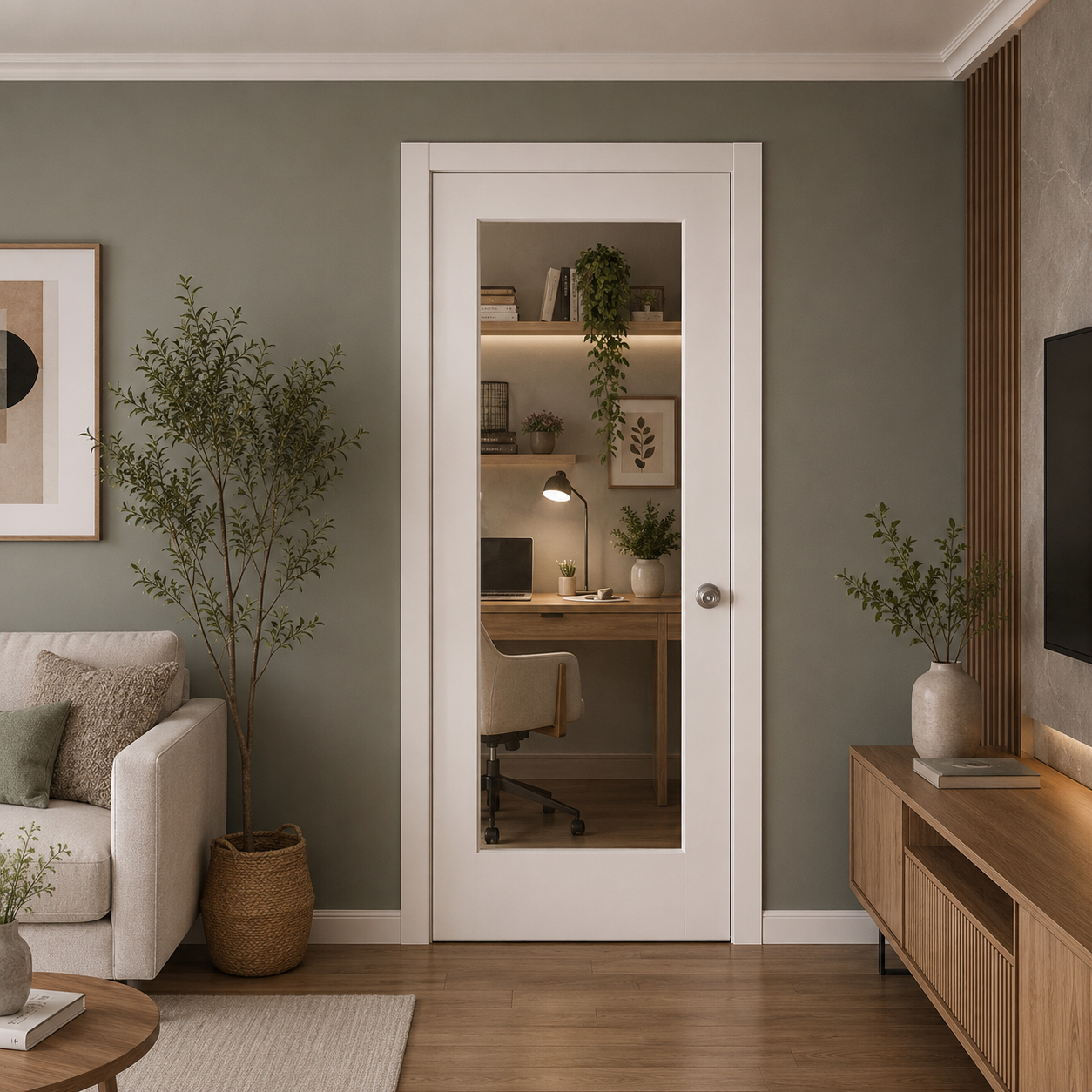 1 Lite Glazed White Prefinished